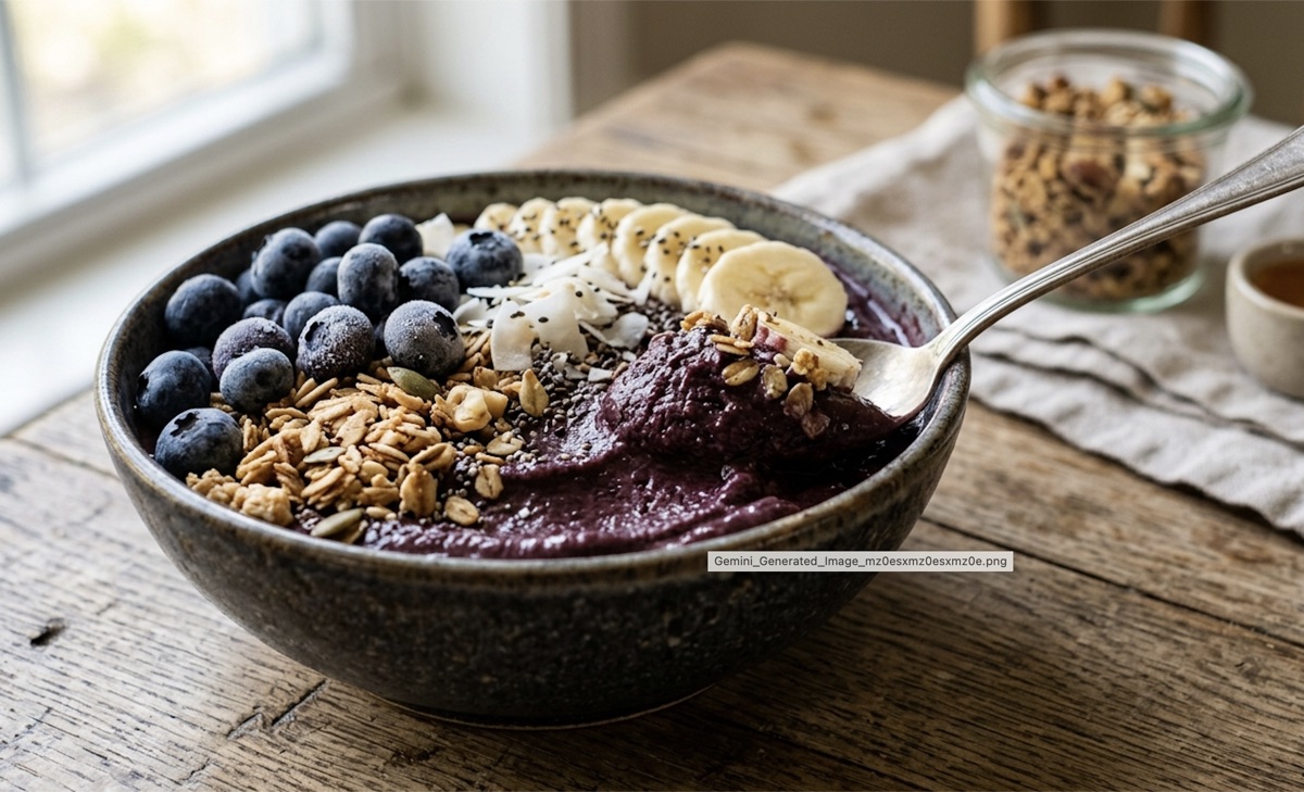 Açaí bowl con arándanos