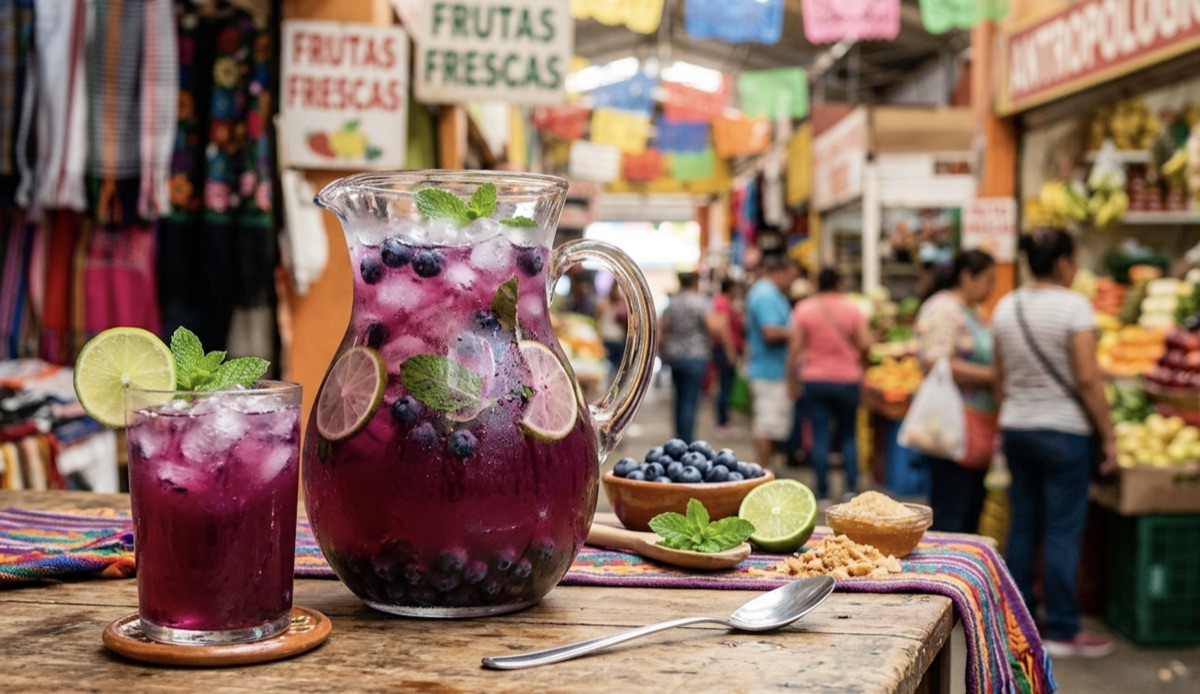 Agua fresca de arándanos