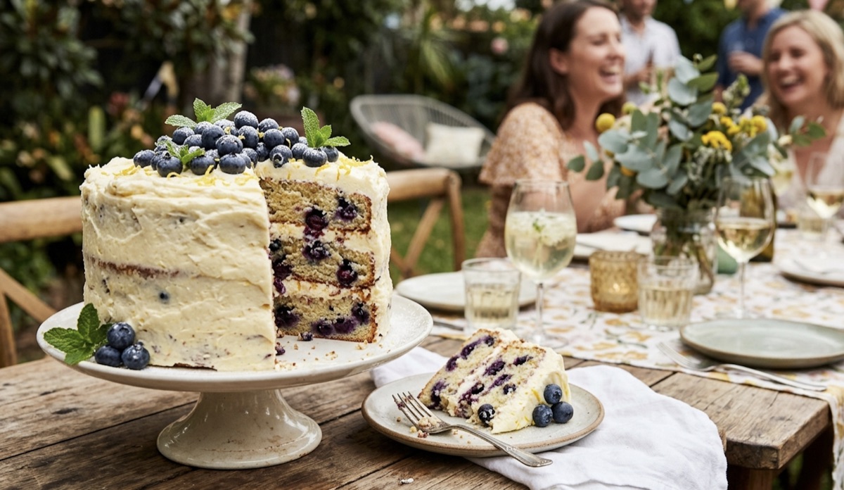Blueberry cake con frosting de limón