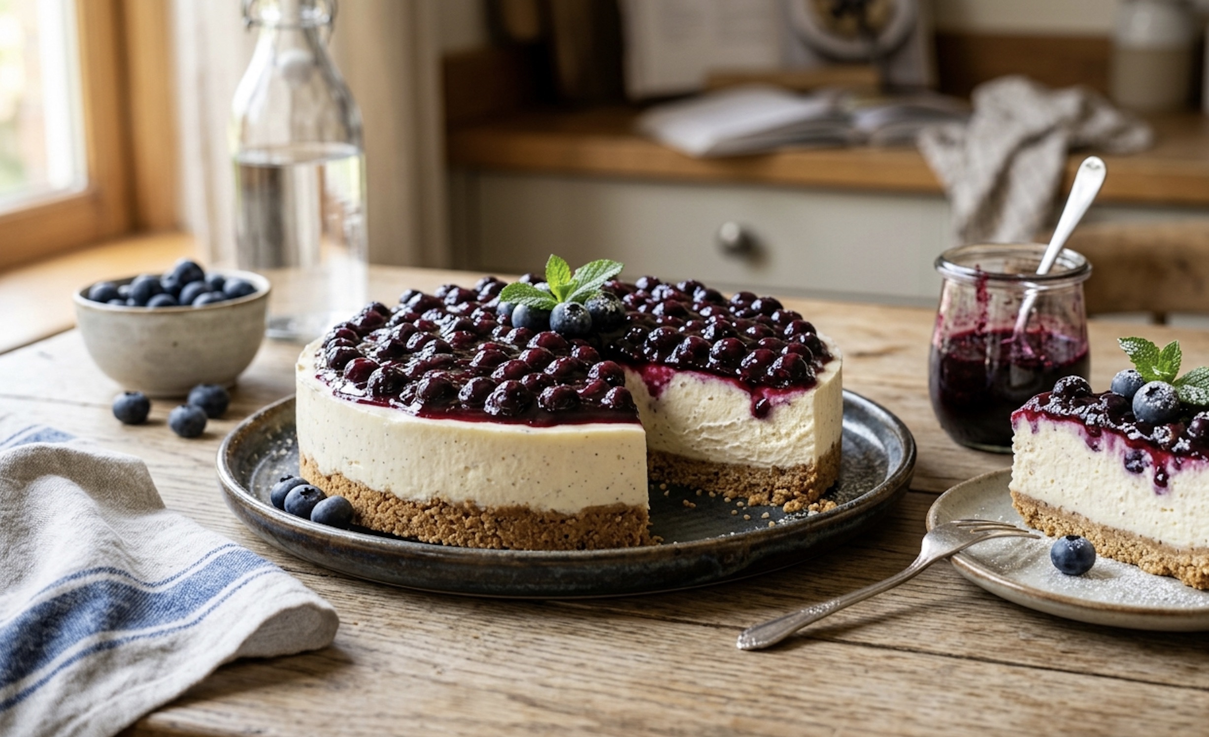 Cheesecake de arándanos sin horno