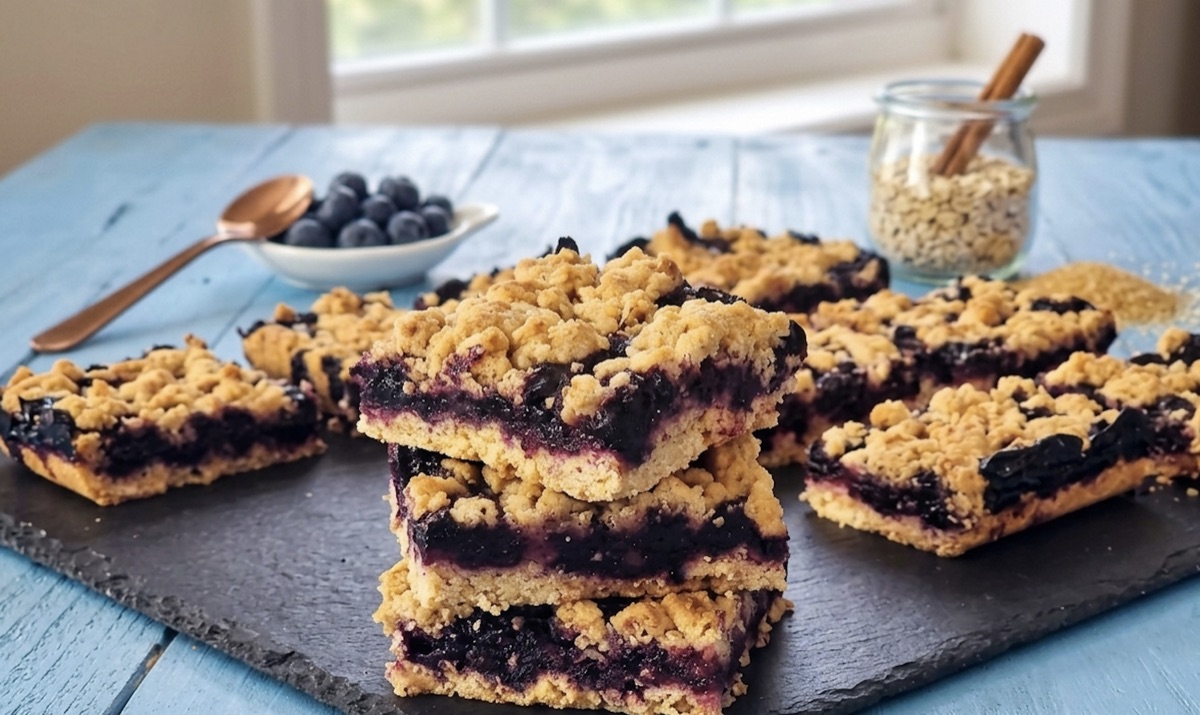 Crumble de arándanos y avena