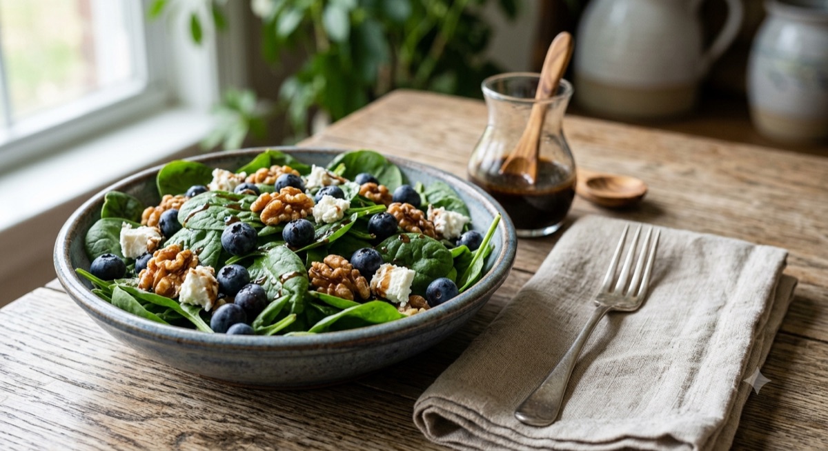 Ensalada de espinacas y arándanos