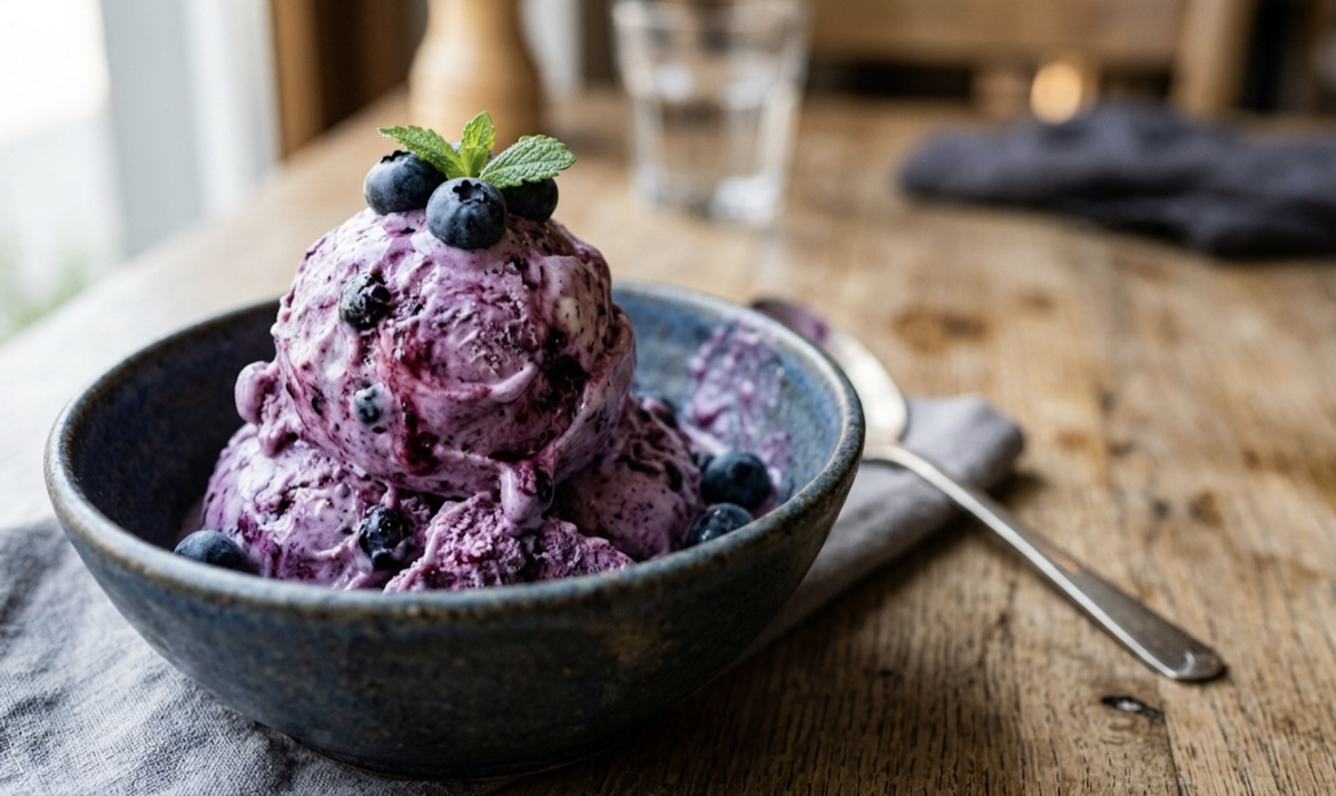 Helado cremoso de arándanos