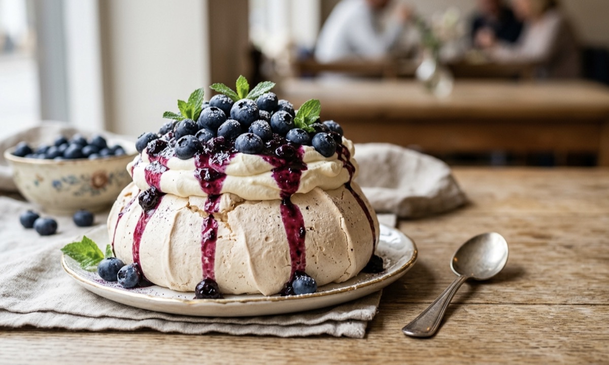 Pavlova de arándanos