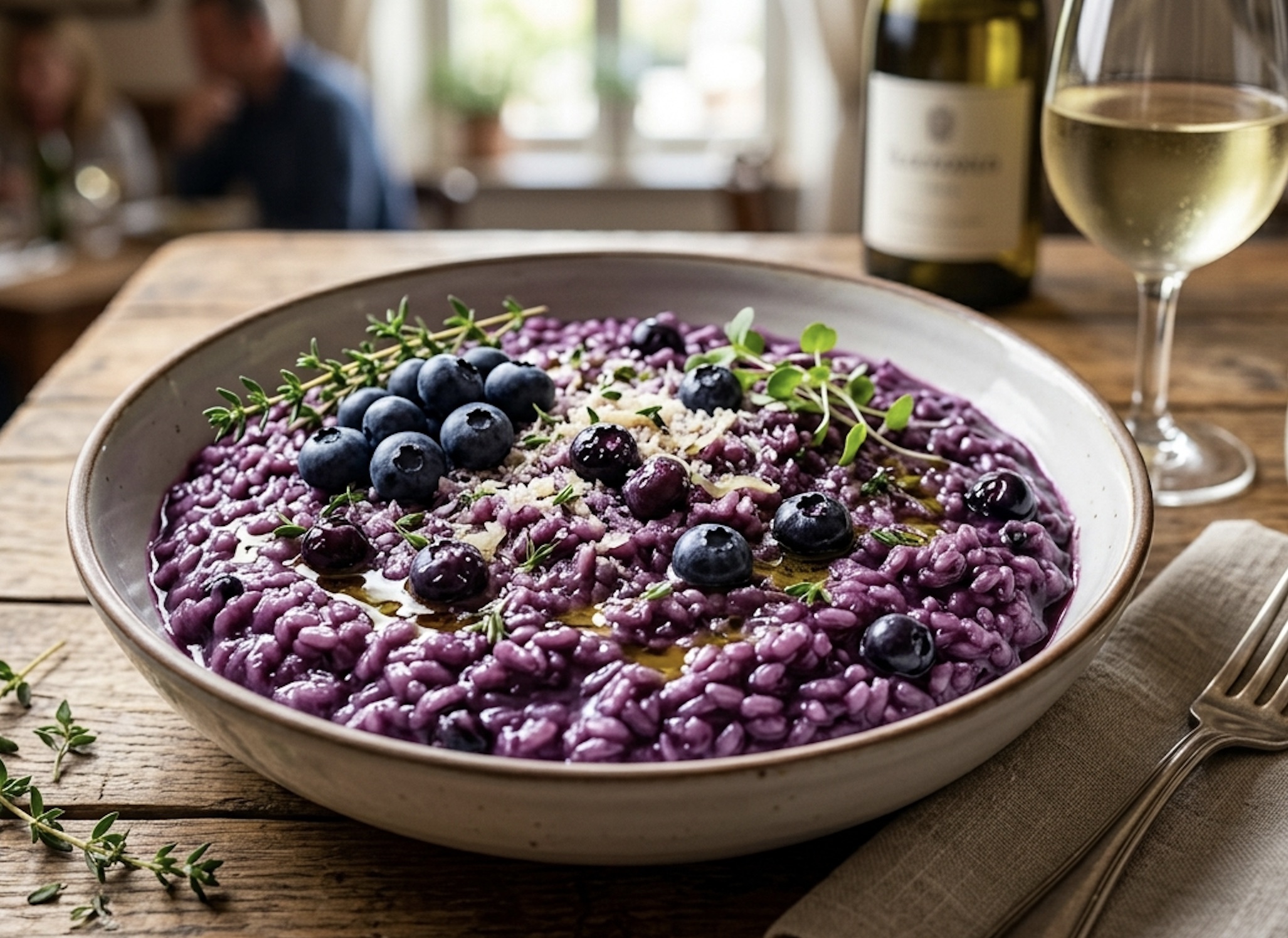 Risotto de arándanos con vino blanco