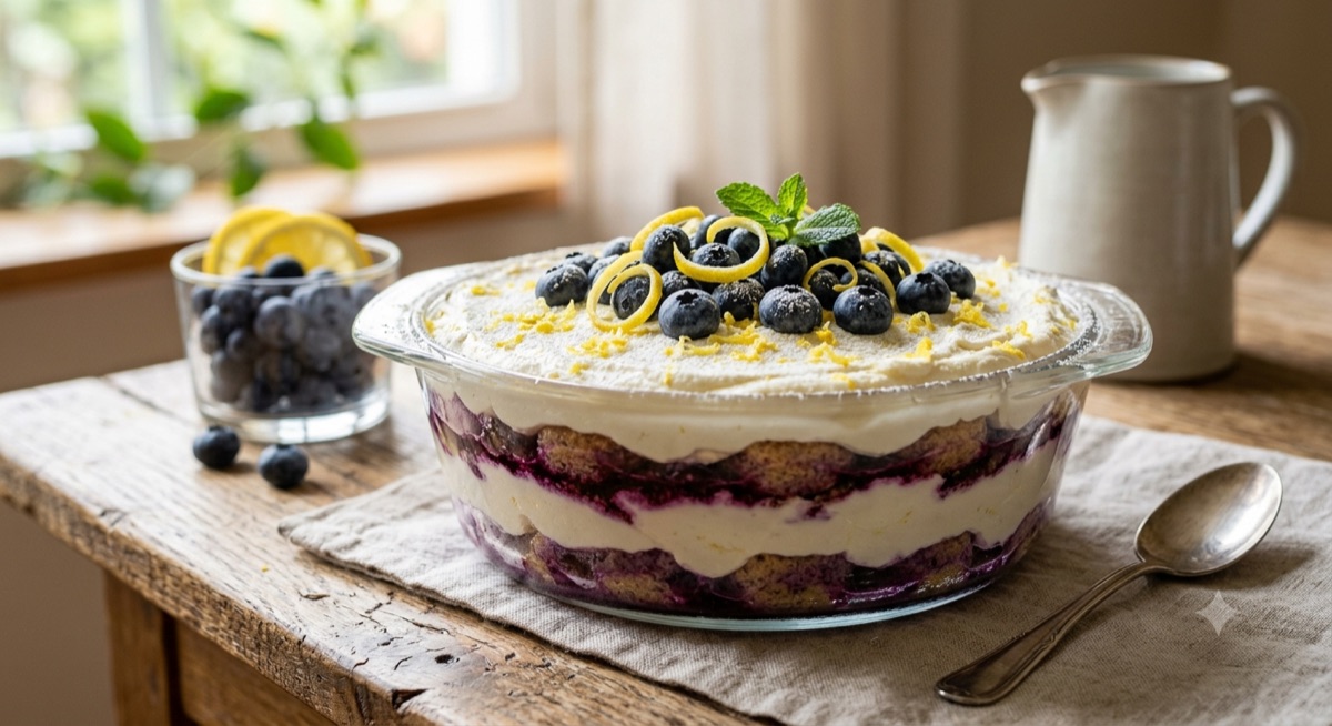 Tiramisú de arándanos