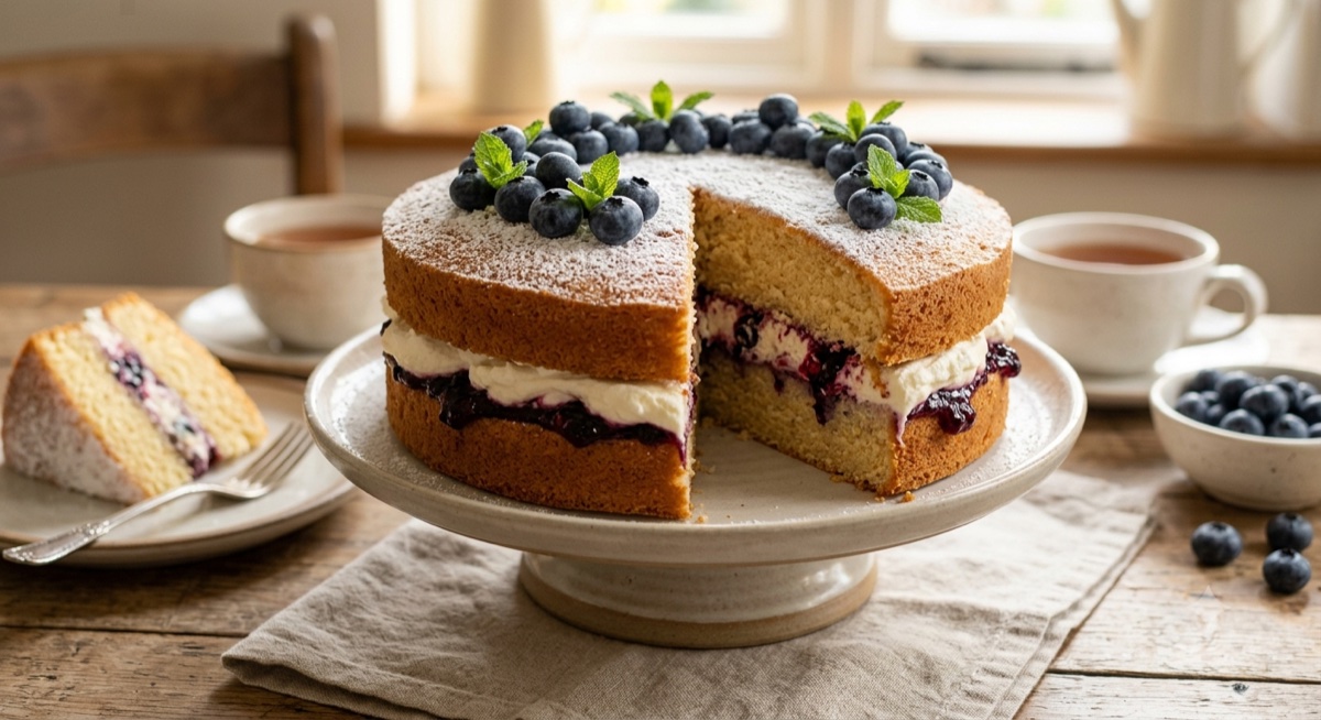 Victoria sponge con arándanos
